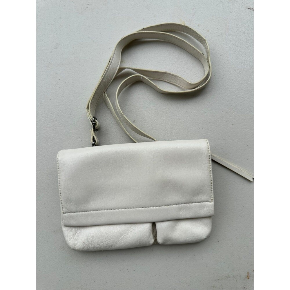 Kooba White Panama Faux Leather Magnetic Flap Closure Fanny Pack Waist Belt Bag